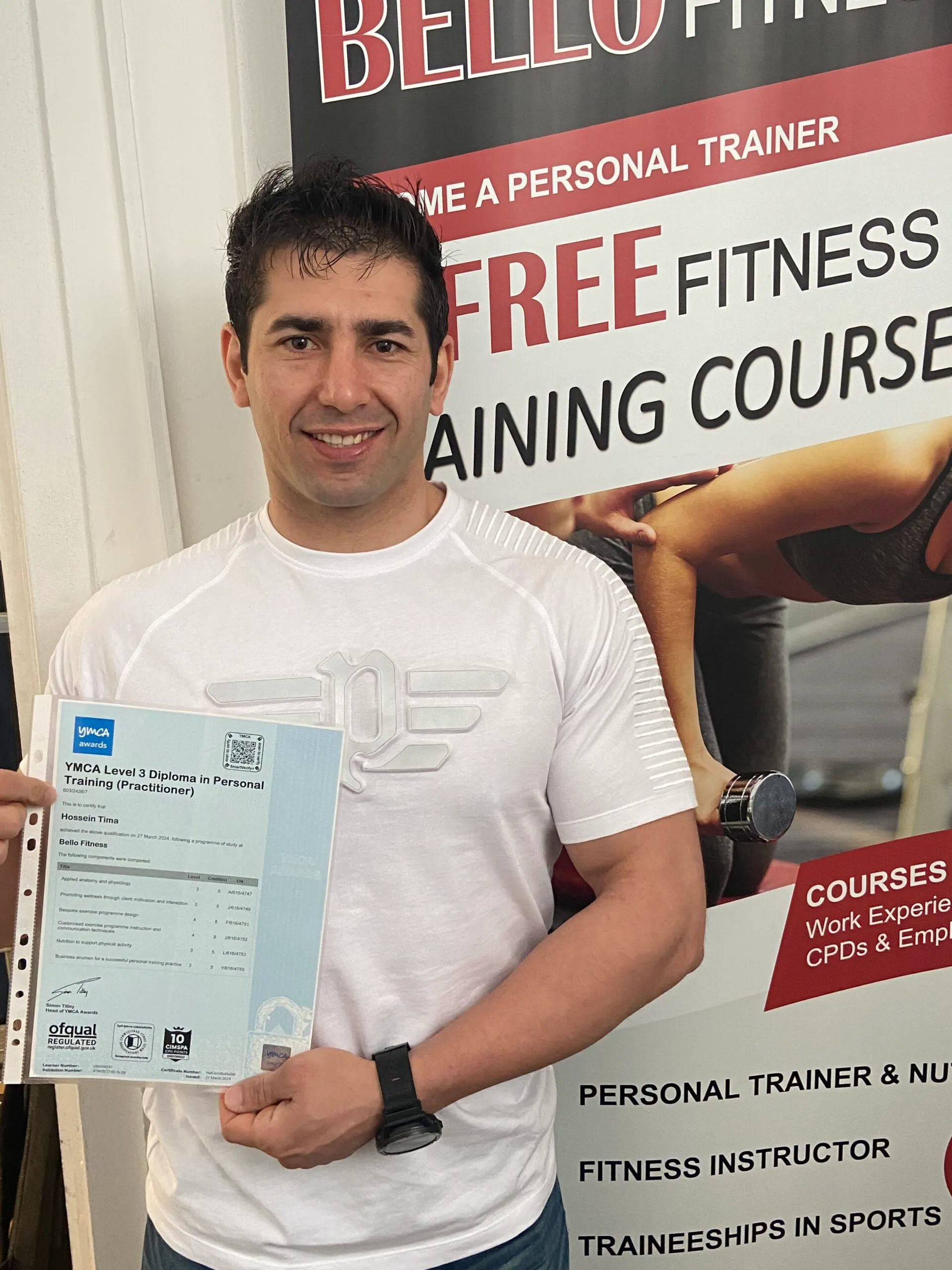Hossein Tima, Bello Fitness graduate